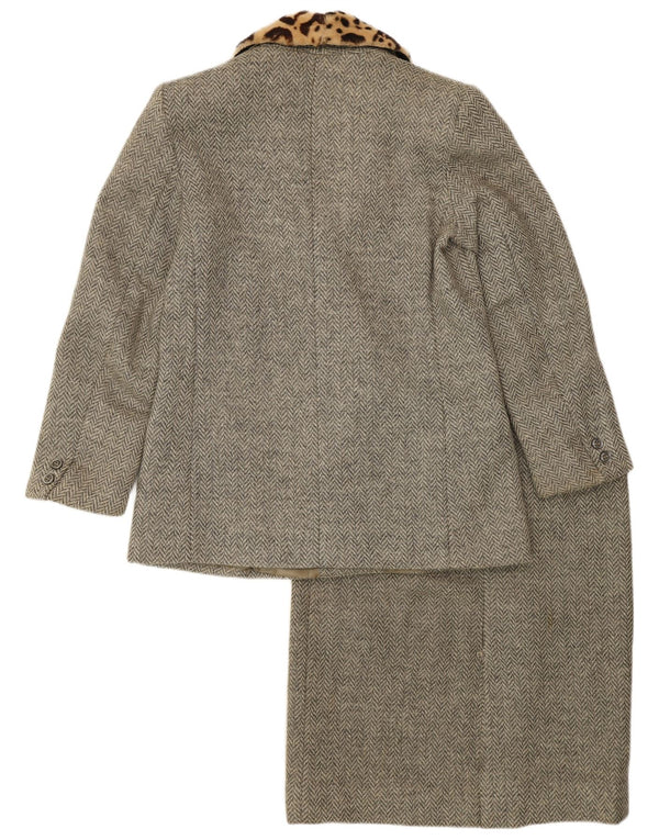 vintage Femme 2 Pièces Jupe Ensemble IT 44 Moyen W28 Gris Chevrons