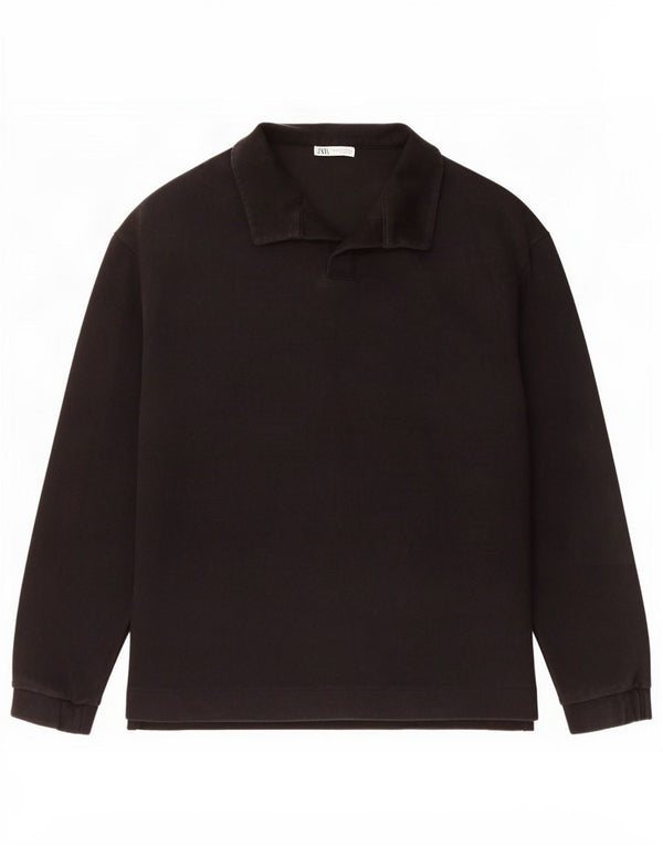 Zara Mens Polo Neck Sweatshirt Jumper XL Black