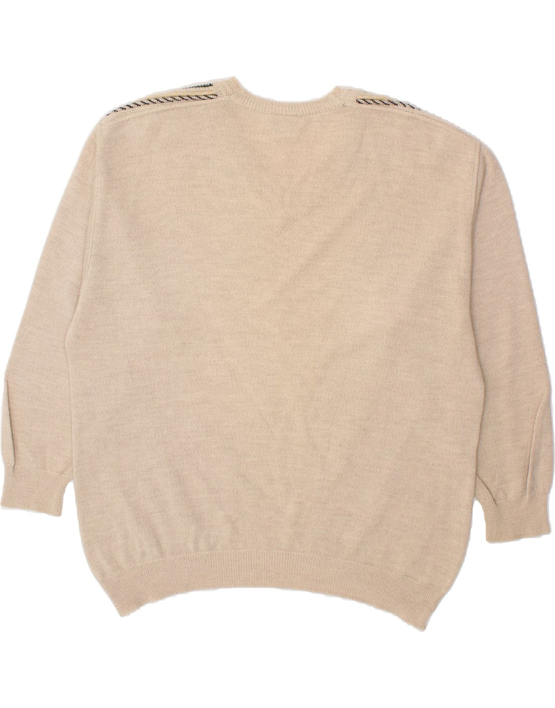 MASELLI Mens Loose Fit V-Neck Jumper Sweater IT 50 Medium Beige Wool Vintage Maselli and Second-Hand Maselli from Messina Hembry 