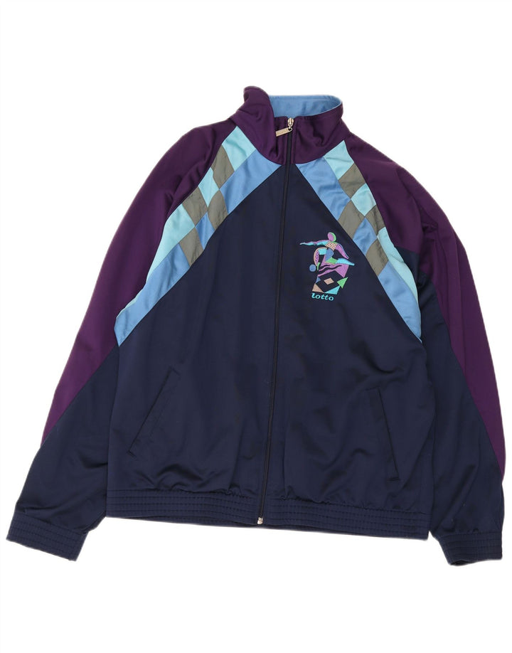 Lotto Veste de survêtement pour homme Taille L Bleu marine Colorblock Polyester