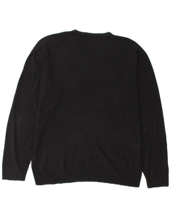 MARKS & SPENCER Mens V-Neck Jumper Sweater Medium Black Acrylic