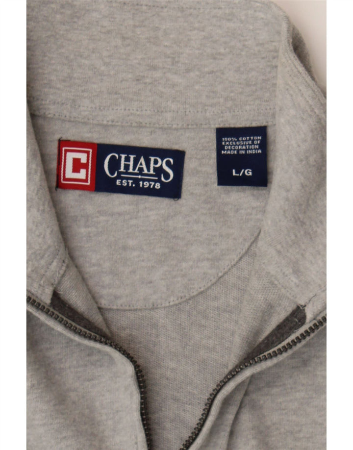 CHAPS Mens Zip Neck Top Long Sleeve Large Grey Cotton Vintage Chaps and Second-Hand Chaps from Messina Hembry 