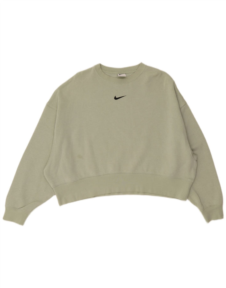 Nike Womens Oversized Sweatshirt Jumper UK 10 Small Green Cotton