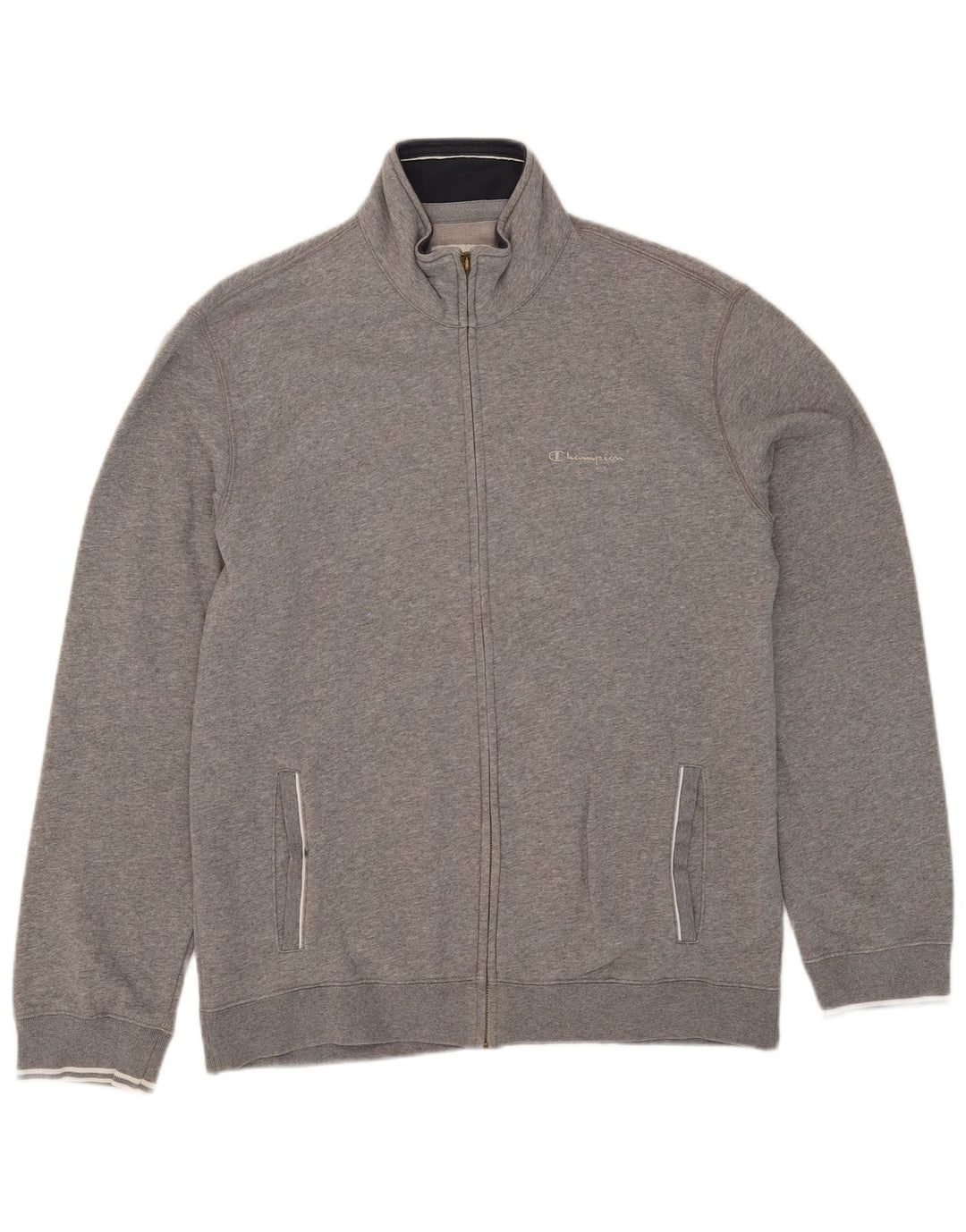CHAMPION Mens Tracksuit Top Jacket XL Grey Flecked Cotton