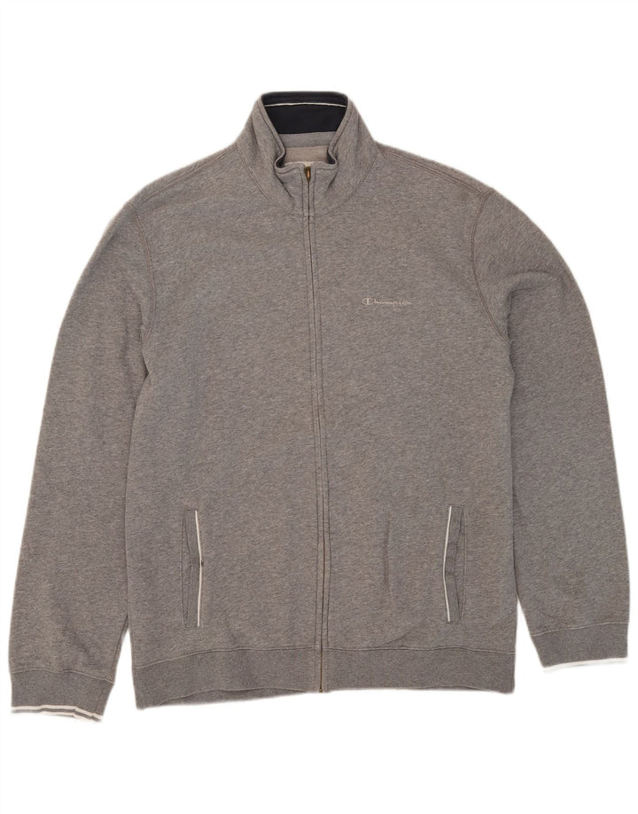 CHAMPION Mens Tracksuit Top Jacket XL Grey Flecked Cotton