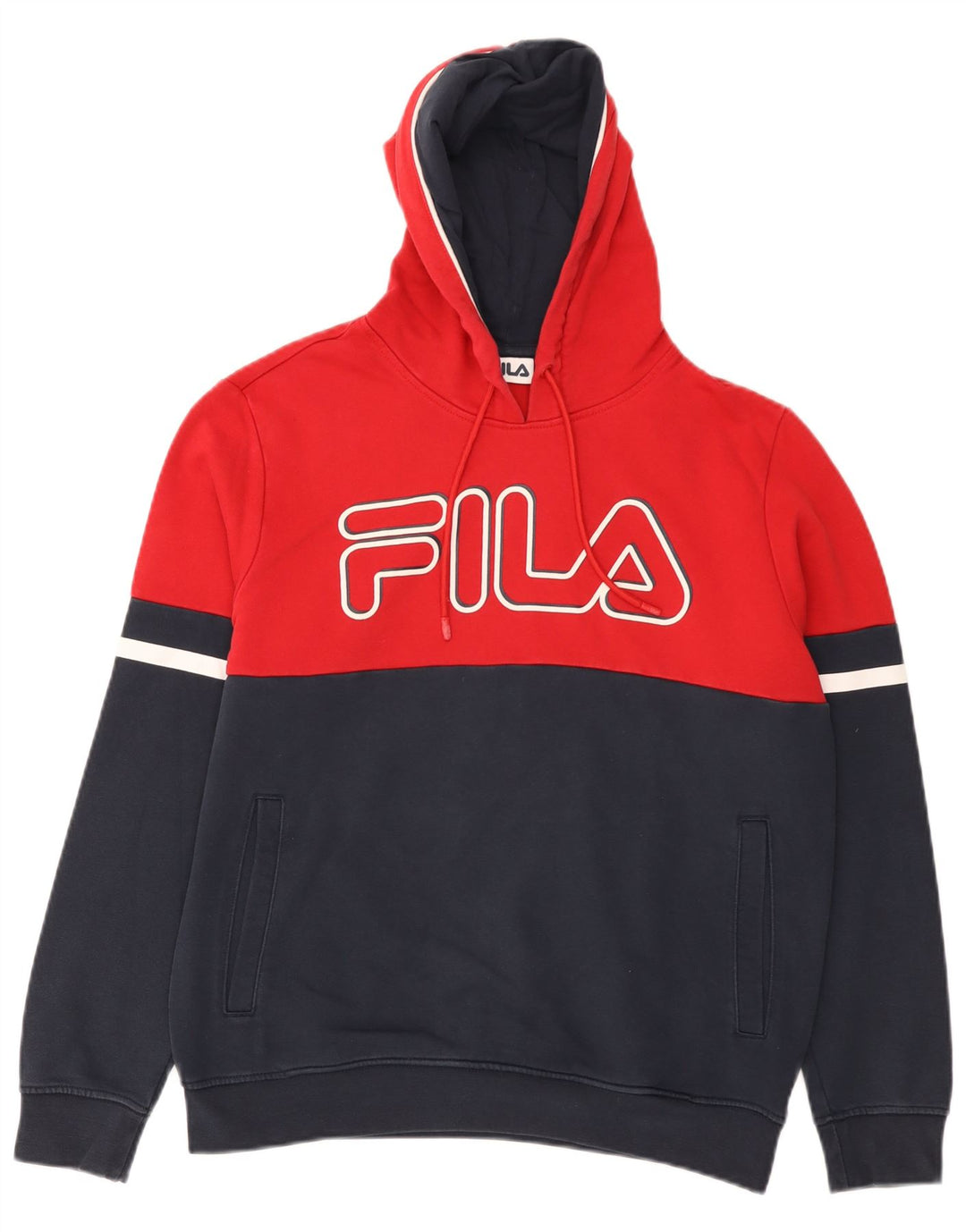Fila Mens Graphic Hoodie Jumper Small Red Colourblock