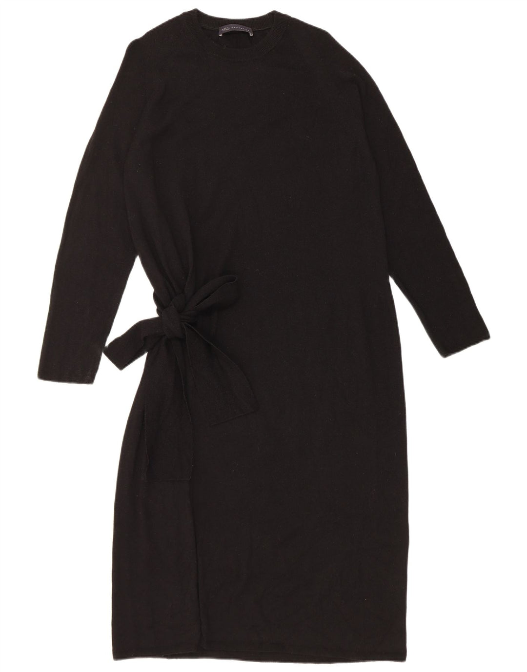 Marks & Spencer Womens Jumper Dress UK 12 Medium  Black Merino Wool