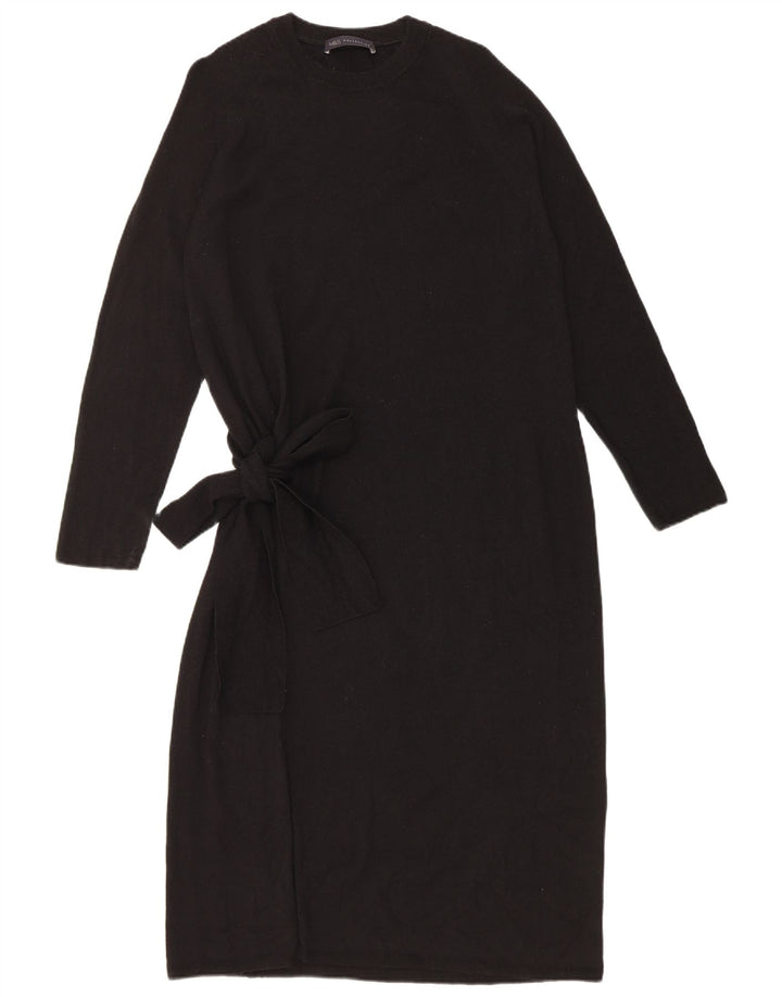 Marks & Spencer Womens Jumper Dress UK 12 Medium  Black Merino Wool