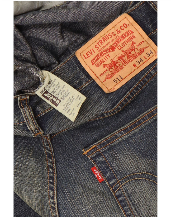 Levi's Mens 511 Slim Jeans W34 L34 Blue Cotton