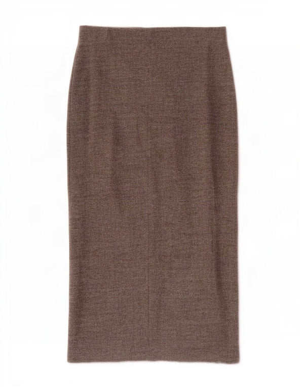 Gonna midi a vita alta da donna Zara piccola W26 in cotone marrone