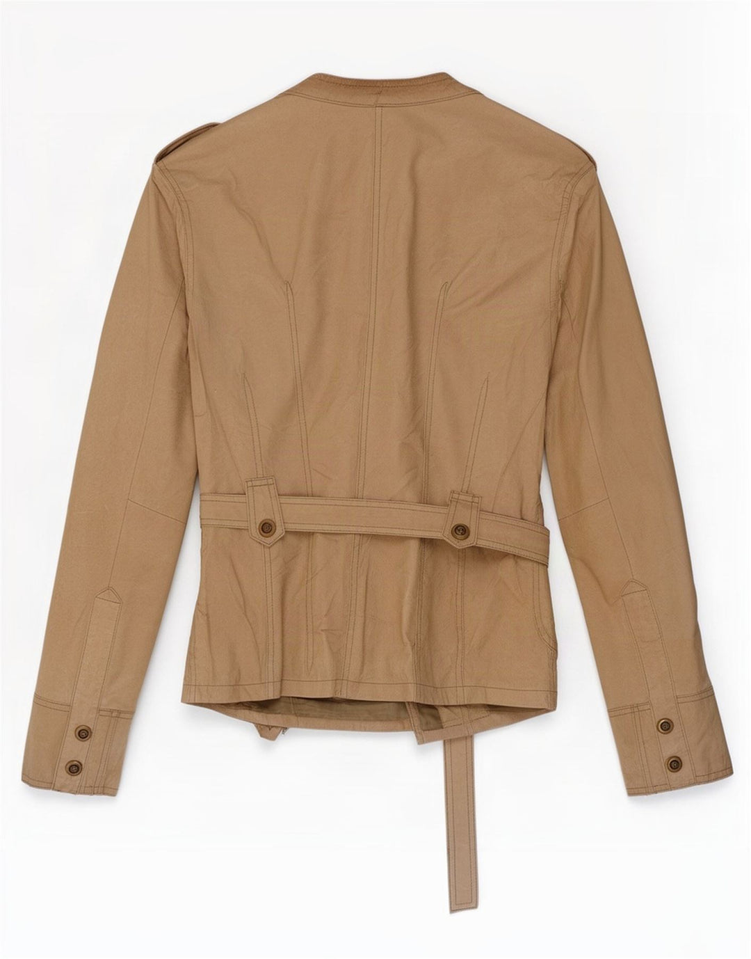 Vintage ženska vojna kožna jakna IT 48 XL bež