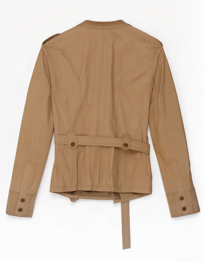 Vintage ženska vojna kožna jakna IT 48 XL bež