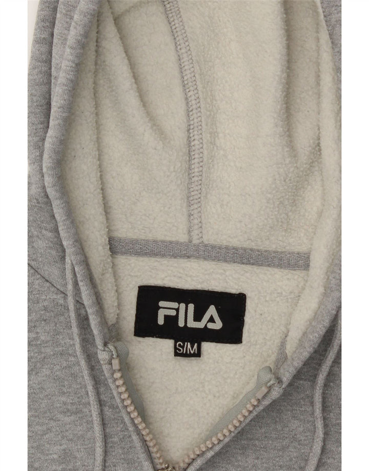FILA Mens Graphic Zip Hoodie Sweater Small Grey Cotton Vintage Fila and Second-Hand Fila from Messina Hembry 