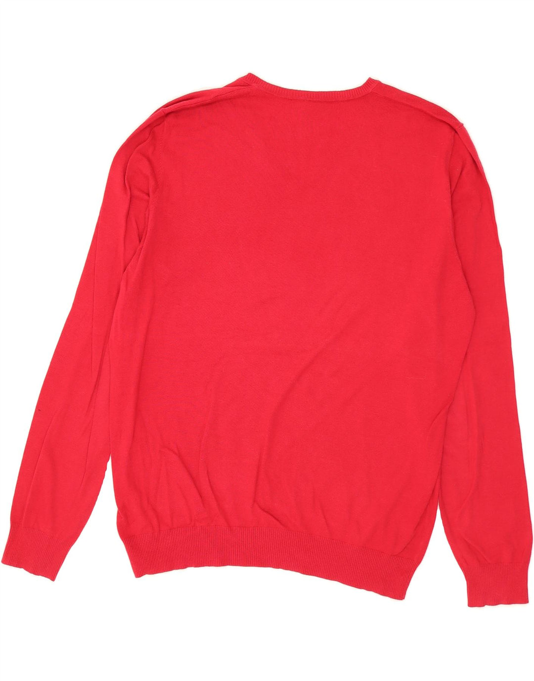 BENETTON Womens V-Neck Jumper Sweater 2XL Red Cotton Vintage Benetton and Second-Hand Benetton from Messina Hembry 