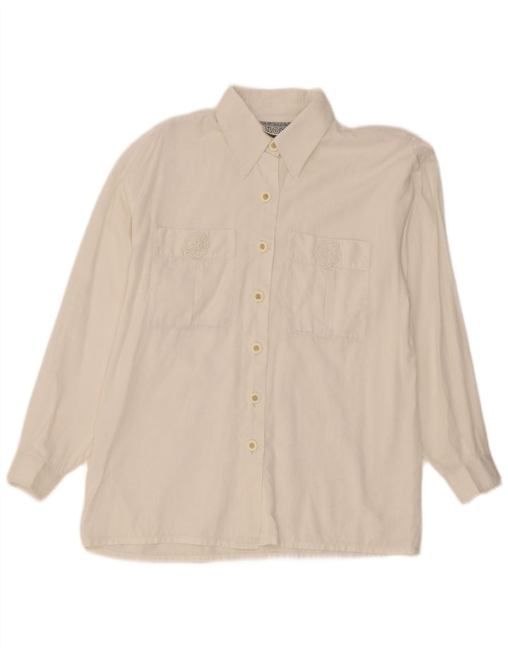 Camicia da donna Pancaldi & B UK 14 grande floreale bianco