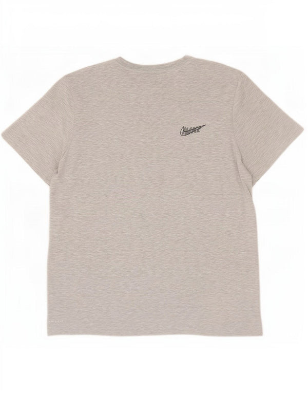 Nike Herre Dri Fit Grafisk T-Shirt Top XL Grå Bomuld