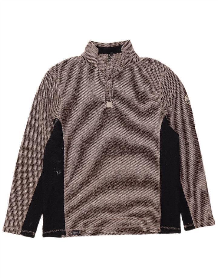 Weird Fish Mens Graphic Zip Neck Sweatshirt Jumper Medium Grey Colourblock