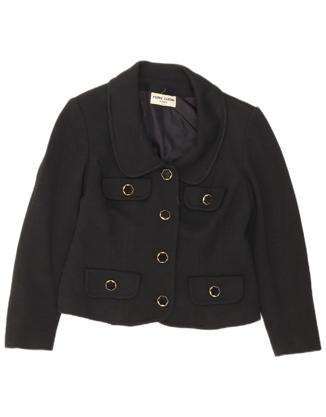 Giacca blazer da donna a 4 bottoni Pierre Cardin IT 46 Large in lana nera