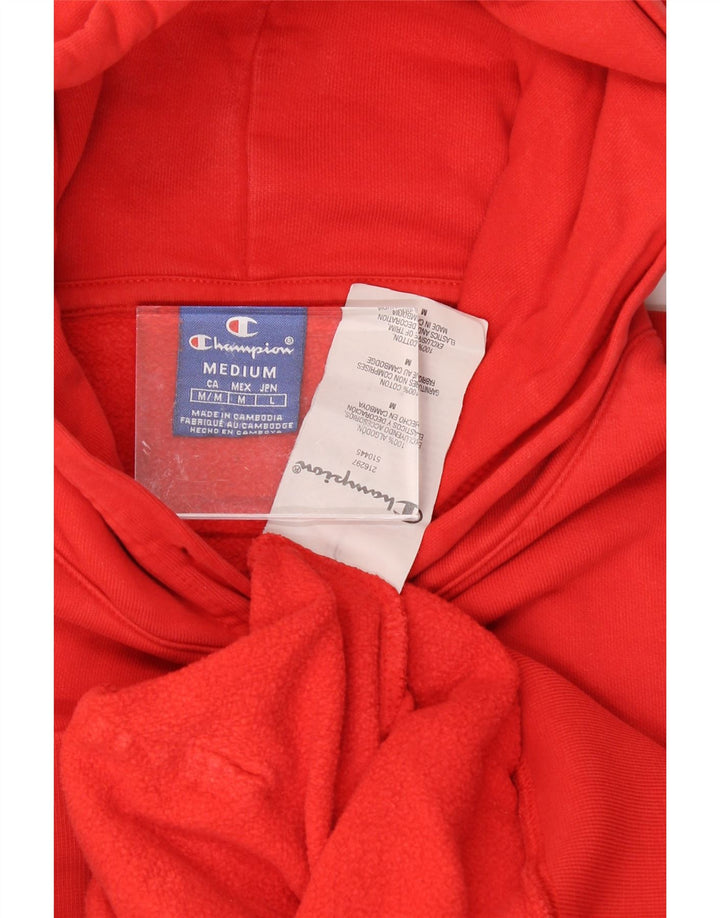 CHAMPION Mens Graphic Hoodie Jumper Medium Red Cotton Vintage Champion and Second-Hand Champion from Messina Hembry 