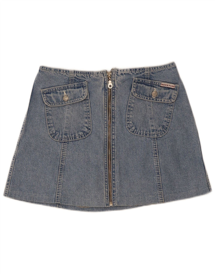 Vintage Womens Mini Denim Skirt W27 Small Blue Cotton