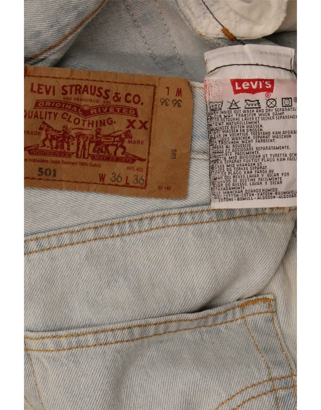 Levi's Mens 501 Straight Jeans W36 L32 Blue Cotton