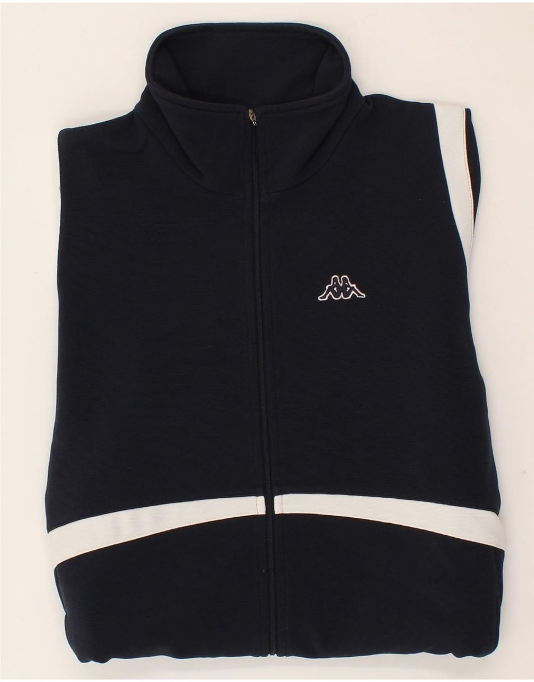KAPPA Womens Tracksuit Top Jacket UK 14 Medium Navy Blue Colourblock Vintage Kappa and Second-Hand Kappa from Messina Hembry 