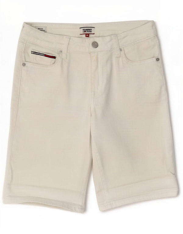 Tommy Hilfiger Damen Bermuda Mid Rise Denim Shorts Small W28 Weiße Baumwolle