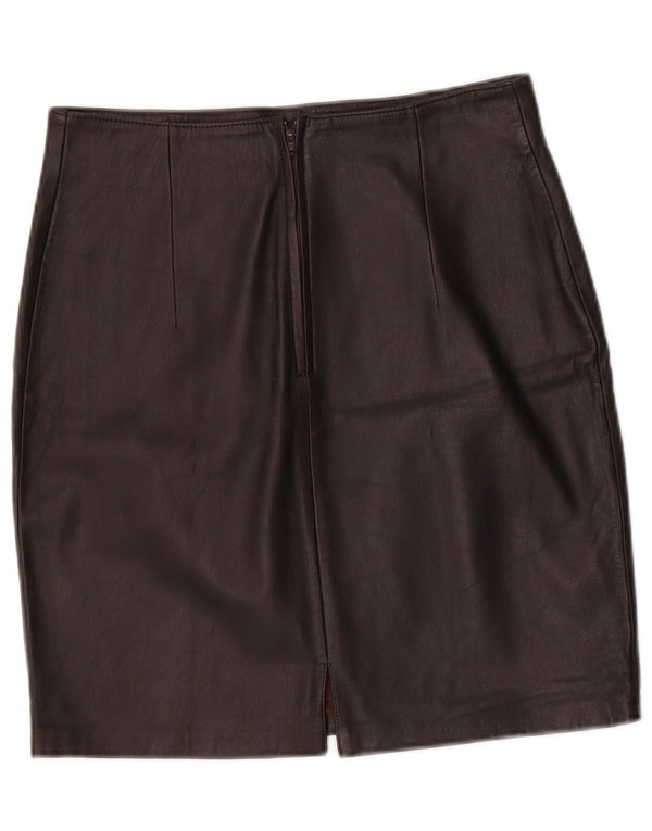 Vintage Damen Mini Lederrock IT 40 Small W28 Schwarz