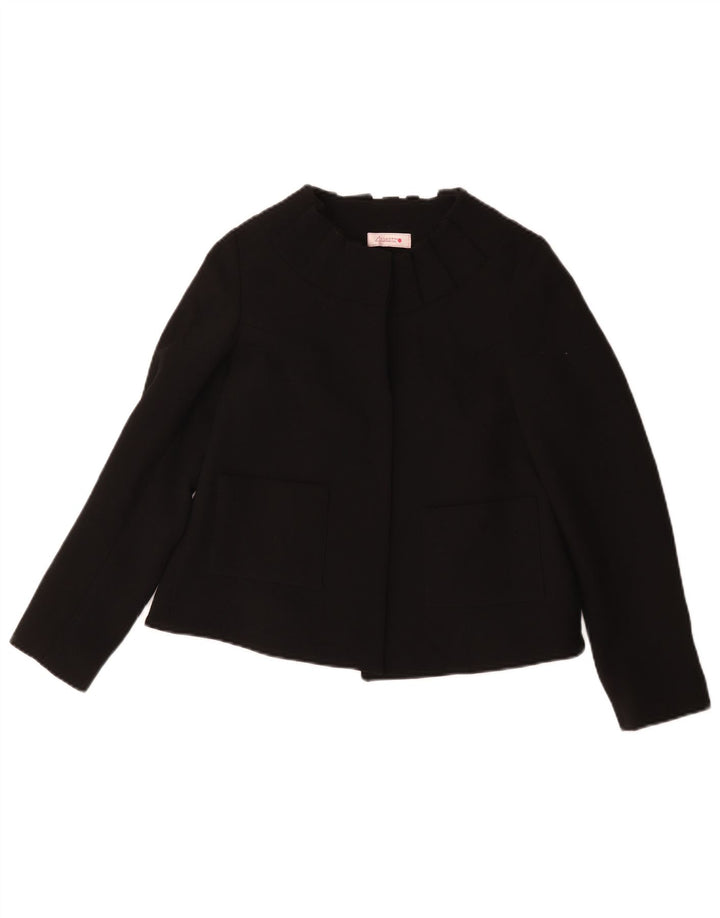 Veste Blazer Femme Vintage IT 40 Petite Laine Noire