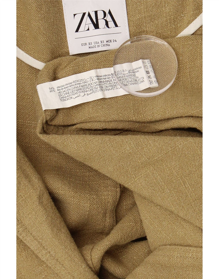 Zara Womens Oversized Trench Coat UK 6 XS Khaki Viscose