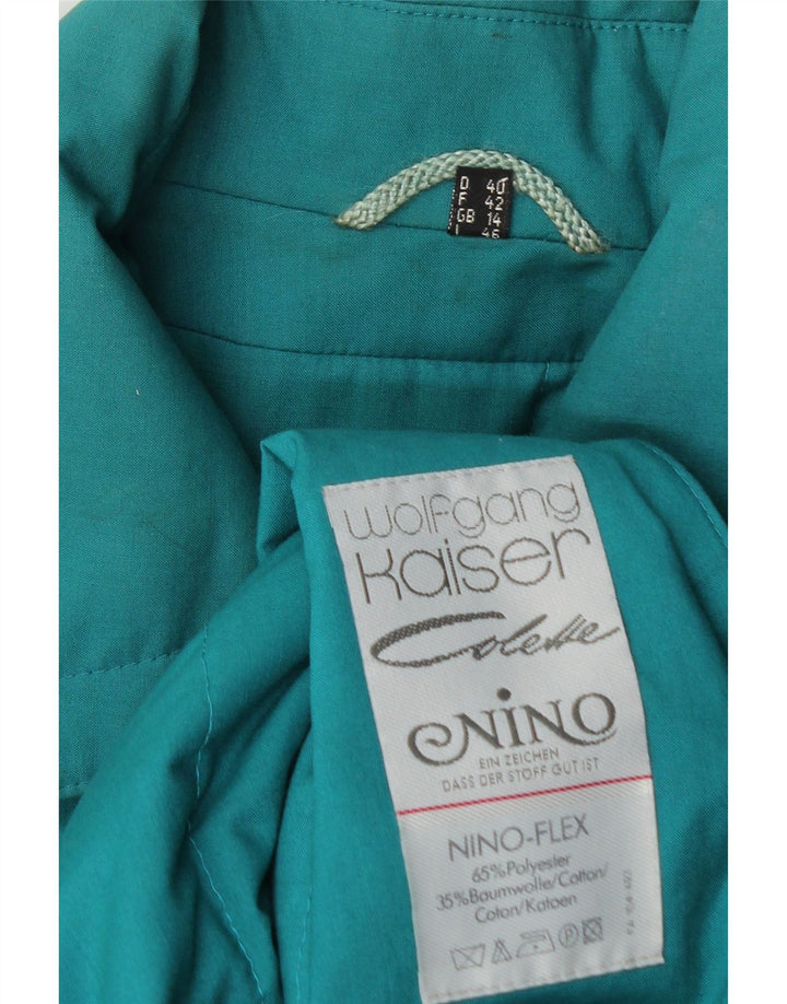 NINO Womens Trench Coat UK 14 Large Turquoise Polyester
