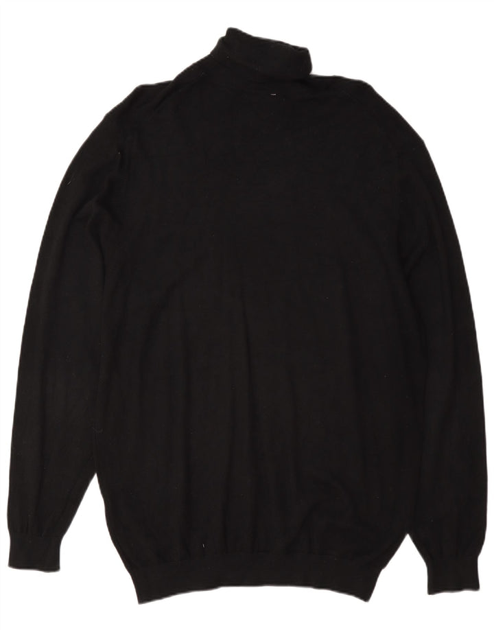 Zara Herren-Pullover mit Rollkragen, groß, schwarze Viskose
