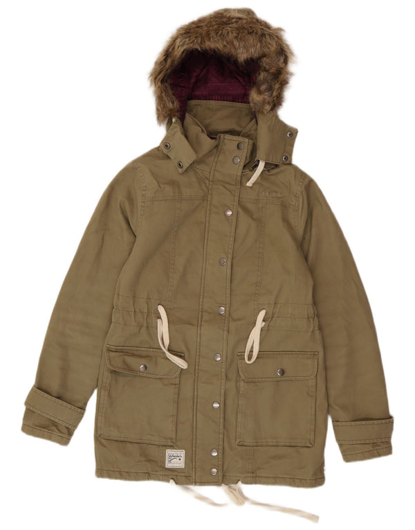 Parka con capucha para mujer Animal UK 6 XS Algodón caqui