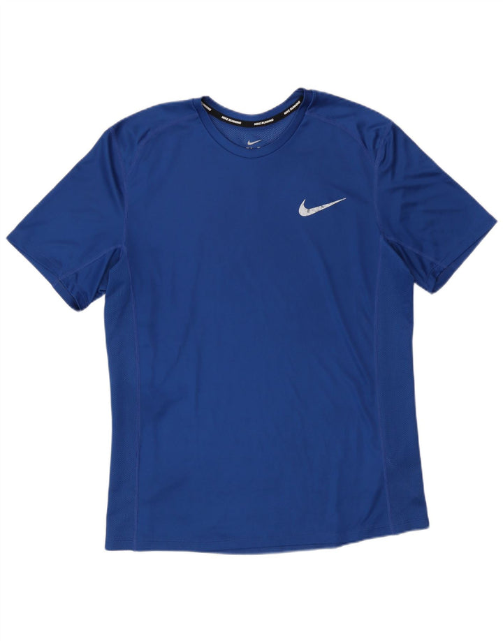 Nike Dri Fit T-shirt top mellemblå polyester til mænd