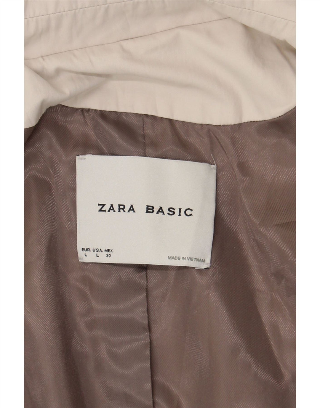 Zara Womens Open Trench Coat UK 16 Large Off White