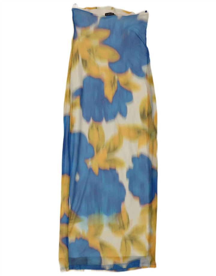 ZARA Womens Strapless Dress UK 8 Small Multicoloured Tie Dye Cotton