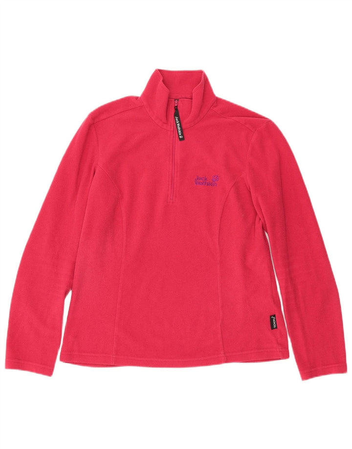 Jack Wolfskin Womens Zip Neck Fleece Jumper UK 12/14 Medium Pink Polyester