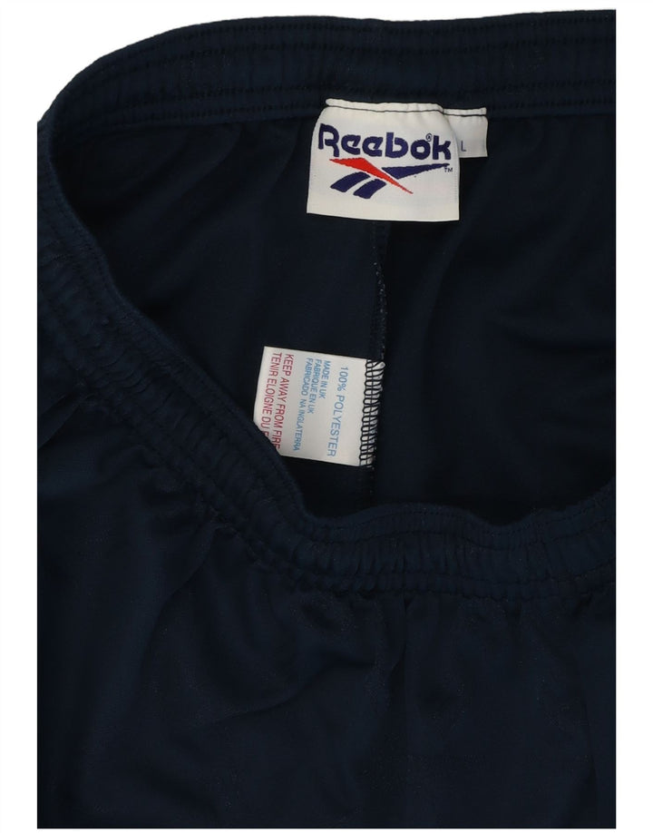 Reebok Mens Graphic Sport Shorts Large Navy Blue Polyester