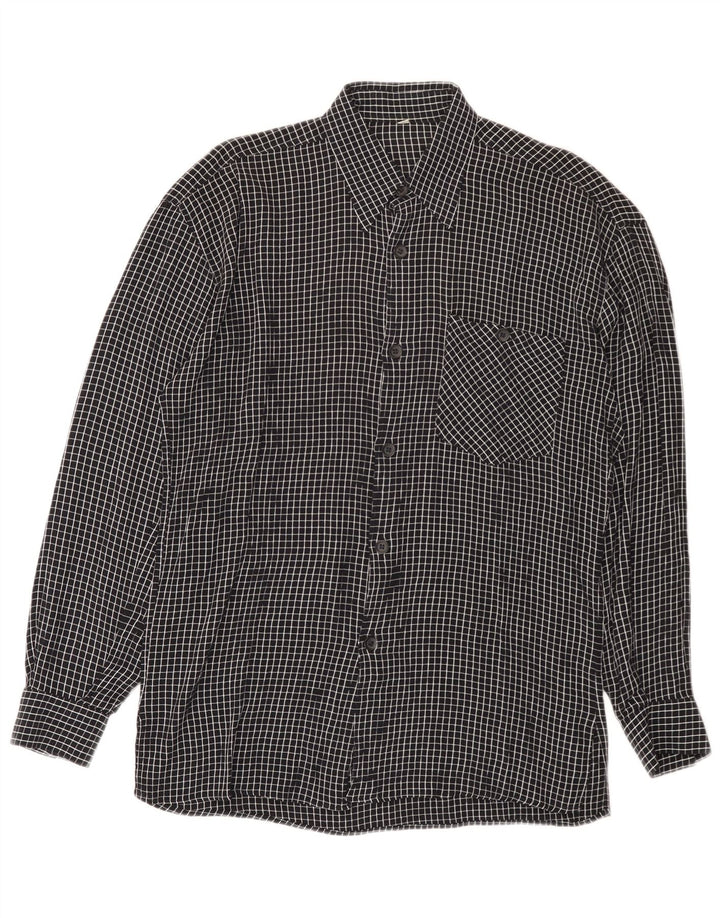 Camisa vintage para hombre a cuadros negros medianos