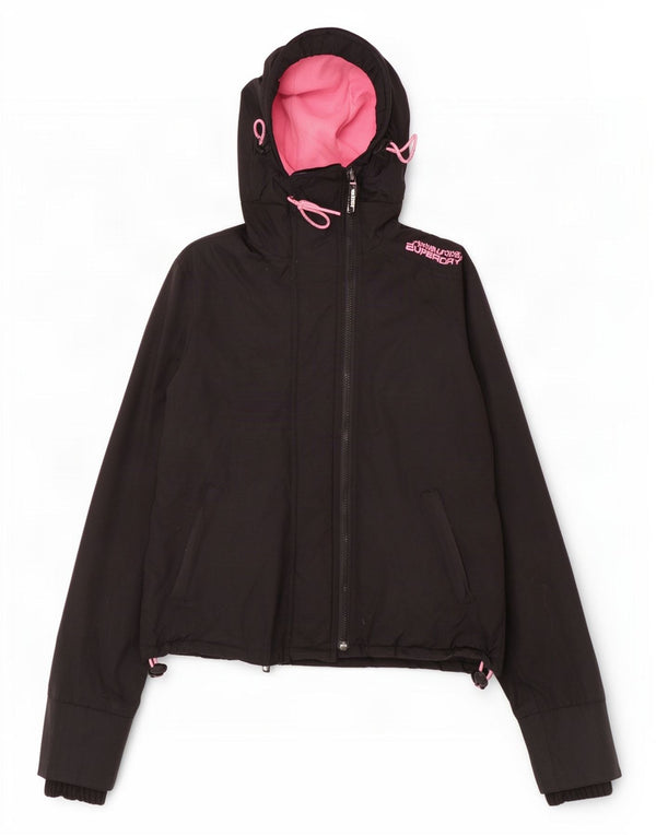 Superdry Womens The Windcheater Hooded Windbreaker Jacket UK 10 Small Black