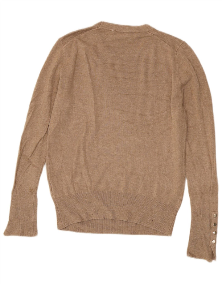 Zara Womens Crew Neck Jumper Sweater UK 12 Medium Brown