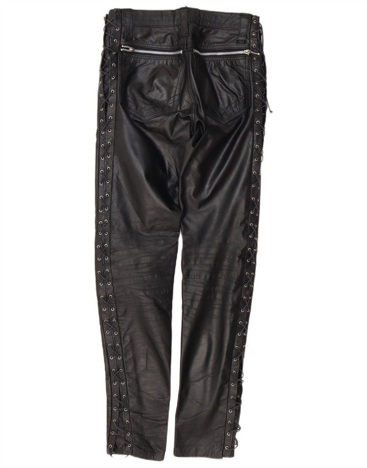 Vintage Womens Leather Leather Trousers W30 L30 Black Leather