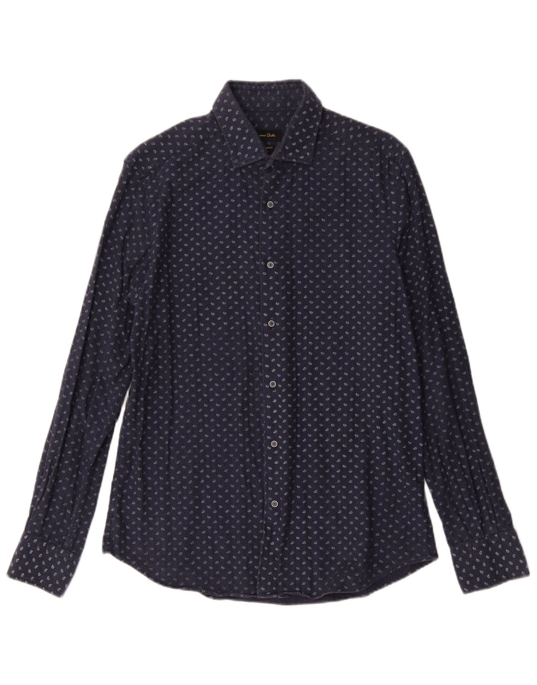 Massimo Dutti Mens Shirt Medium Navy Blue Paisley Cotton
