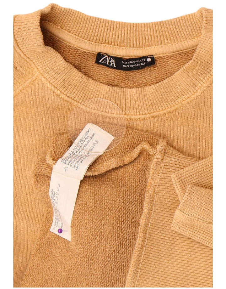 Zara Womens Oversized Sweatshirt Jumper UK 14 Medium Beige Cotton