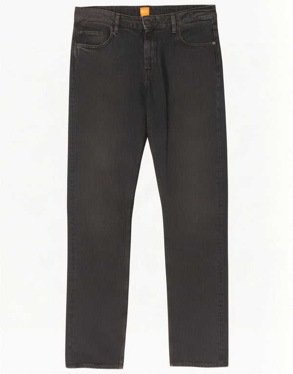 Hugo Boss Mens Straight Jeans W34 L34 Black Cotton