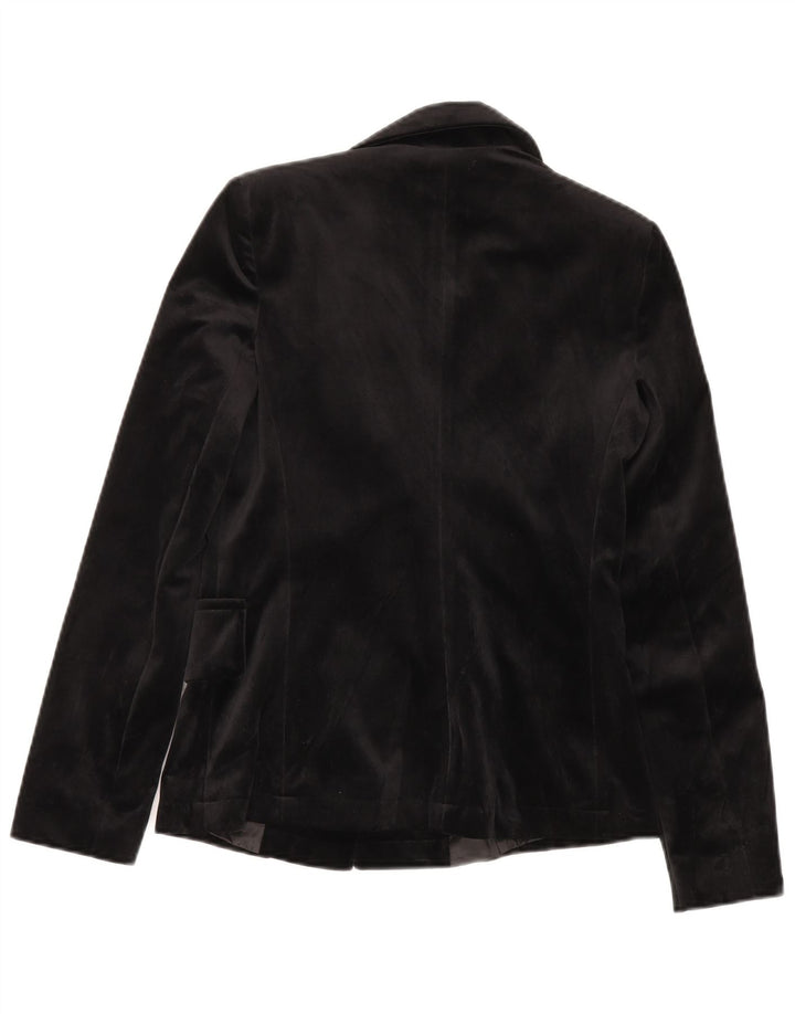 Mood Atelier Womens 2 Button Velour Blazer Jacket UK 6 XS Black Polyester