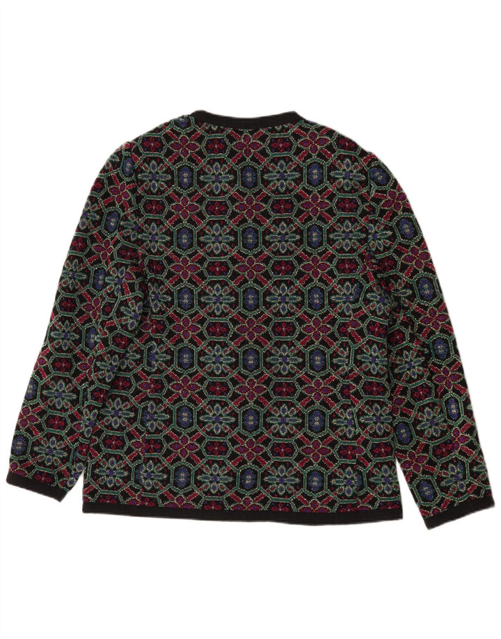 Les Lunis Womens Cardigan Sweater IT 48 XL Multicoloured Geometric Wool