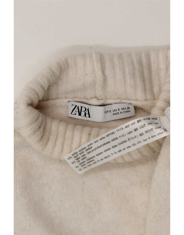 Zara Damen-Pullover mit Rollkragen, übergroß, Gr. 10, Größe S, Weiß, Acryl