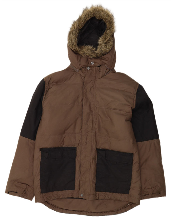Adidas Herre hættepolstret jakke UK 38 Medium Brown Colourblock Polyester