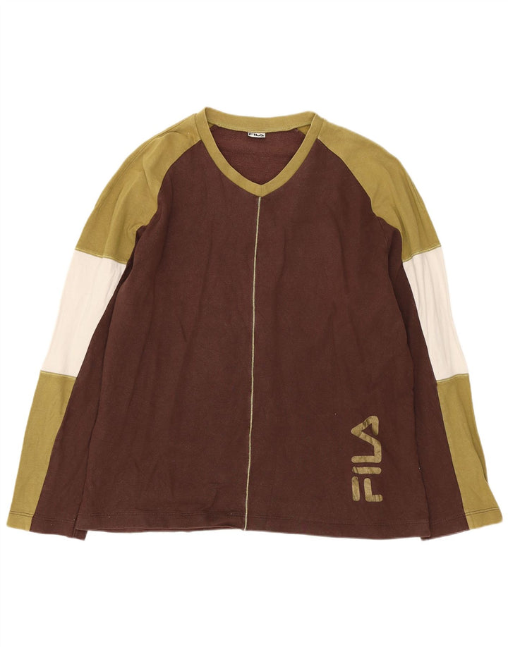 FILA Felpa grafica da uomo Maglione piccolo cotone color block marrone